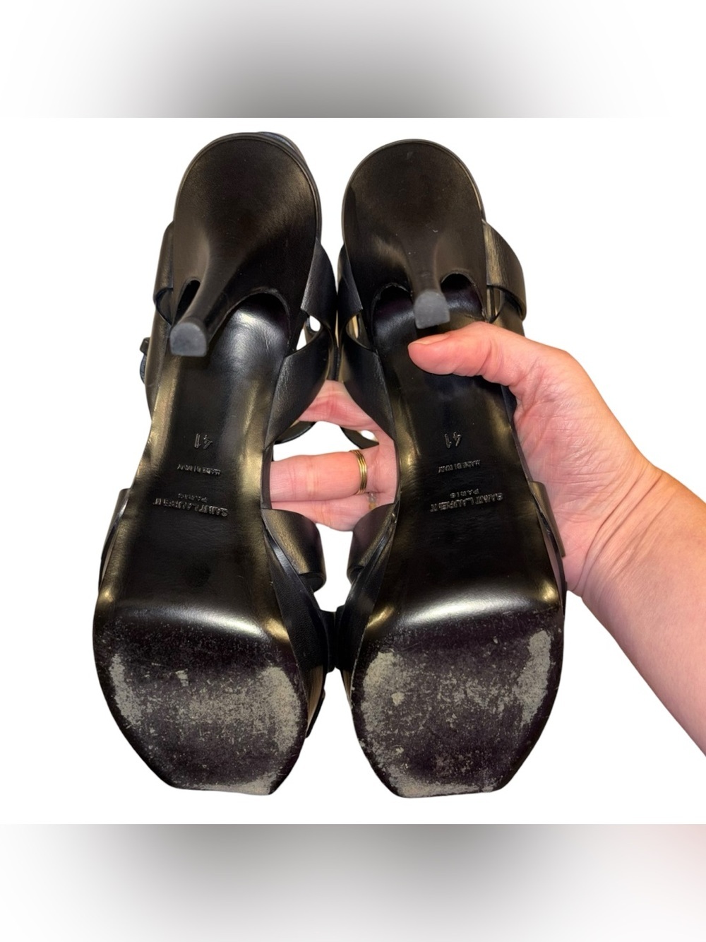 Saint Laurent | Tribute Platform Sandals Black Leather | EU 41 - Picture 12 of 16